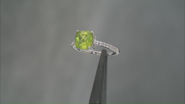 Green Peridot Rhodium Over Sterling Silver Ring 2.35ctw Video Thumbnail
