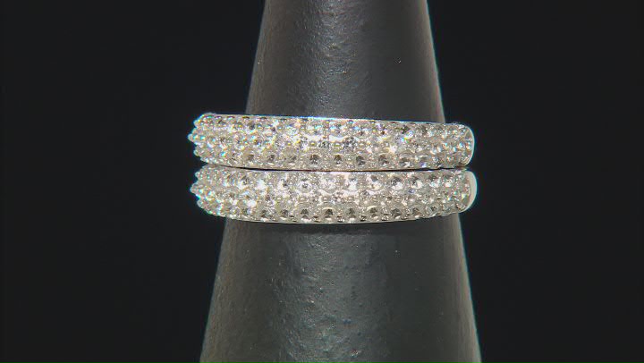 White Zircon Rhodium Over Sterling Silver Set of Two Rings 1.94ctw Video Thumbnail