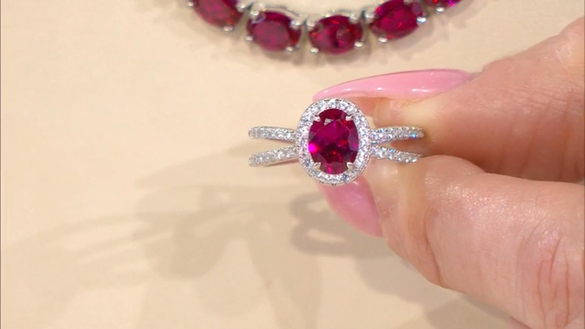 Red Lab Created Ruby Rhodium Over Sterling Silver Ring 1.50ctw Video Thumbnail
