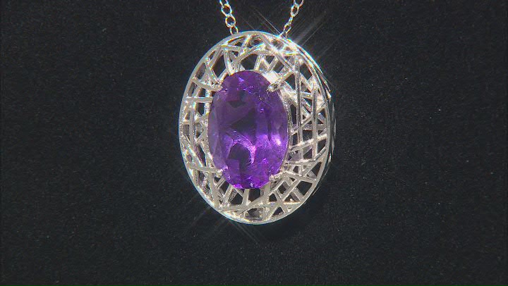 Purple Amethyst Rhodium Over Sterling Silver Pendant with Chain 4.70ctw Video Thumbnail