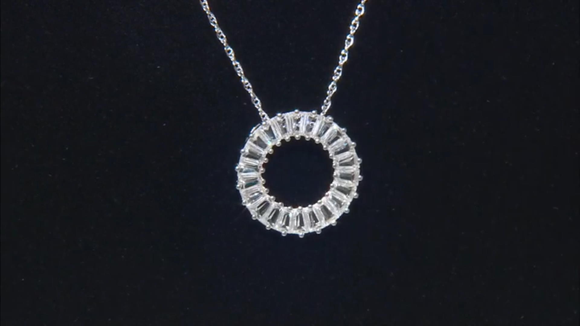 White Lab Created Sapphire Rhodium Over Sterling Silver Necklace Video Thumbnail