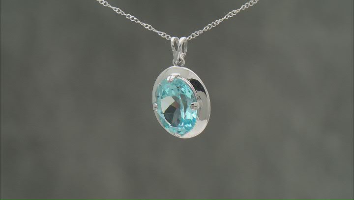 Sky Blue Topaz Rhodium Over Sterling Silver Pendant With Chain 10.00ct Video Thumbnail