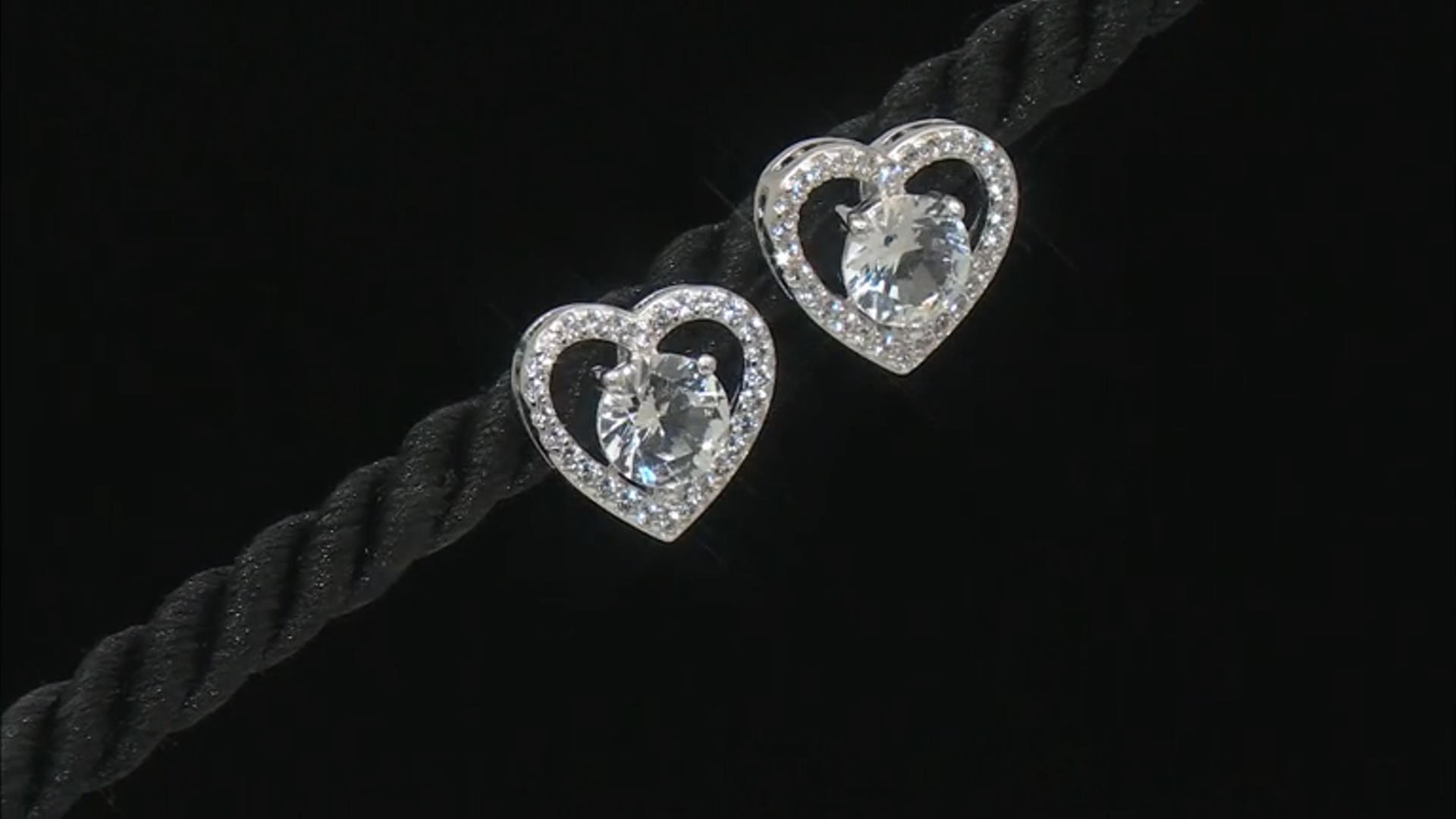 White Lab Created Sapphire Rhodium Over Sterling Silver Heart Earrings 2.08ctw Video Thumbnail