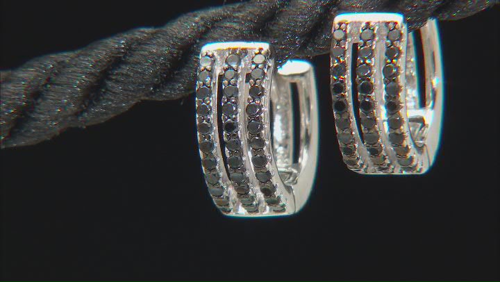 Black Spinel Rhodium Over Sterling Silver Huggie Hoop Earrings 0.35ctw Video Thumbnail
