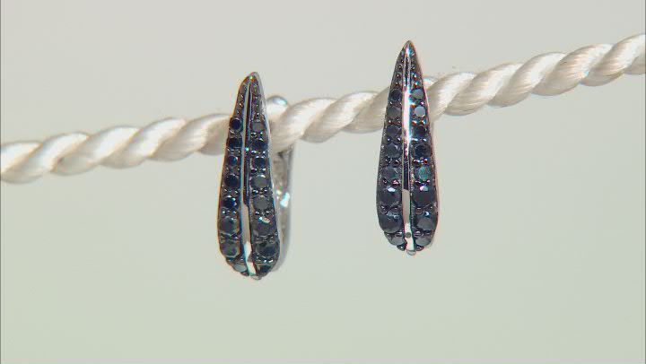 Black Spinel Rhodium Over Sterling Silver Huggie Earrings 0.33ctw Video Thumbnail