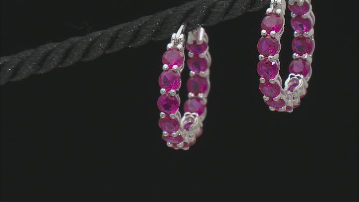 Lab Created Ruby Rhodium Over Sterling Silver Earrings 6.70ctw Video Thumbnail