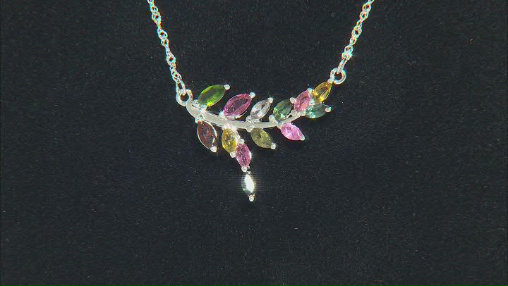 Multi-Color Multi-Tourmaline Rhodium Over Sterling Silver Necklace 0.95ctw Video Thumbnail
