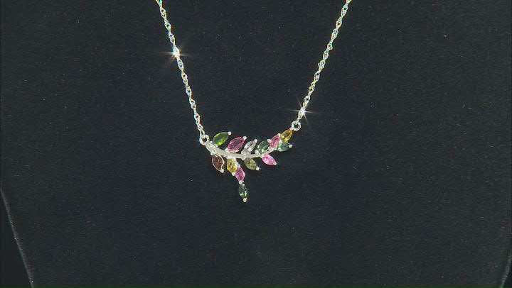 Multi-Color Multi-Tourmaline Rhodium Over Sterling Silver Necklace 0.95ctw Video Thumbnail