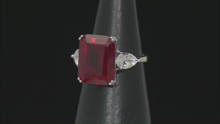 Lab Created Ruby Rhodium Over Sterling Silver Ring 14.10ctw Video Thumbnail