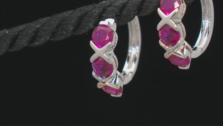 Lab Created Ruby Rhodium Over Sterling Silver Earrings 2.25ctw Video Thumbnail