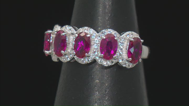 Lab Created Ruby Rhodium Over Sterling Silver Ring 2.60ctw Video Thumbnail