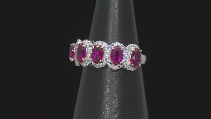 Lab Created Ruby Rhodium Over Sterling Silver Ring 2.60ctw Video Thumbnail