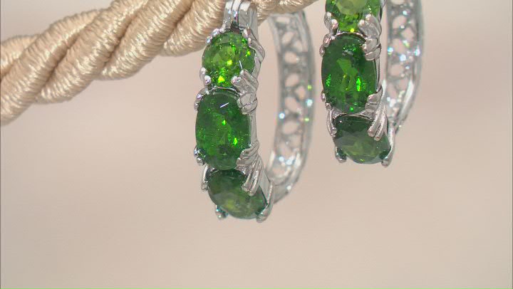 Green Chrome Diopside Rhodium Over Sterling Silver Earrings 1.80ctw Video Thumbnail