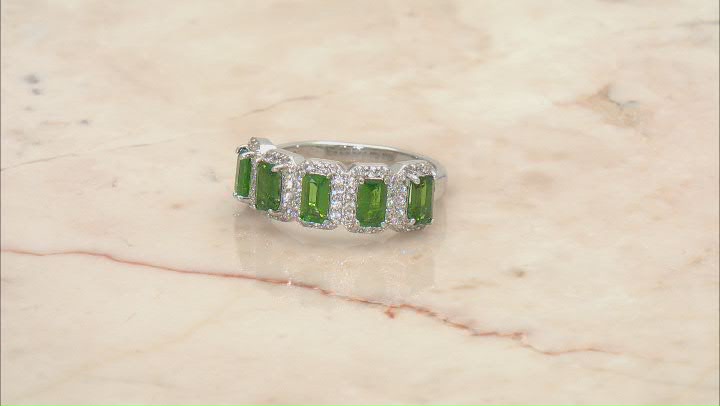 Green Chrome Diopside Rhodium Over Sterling Silver Ring 2.05ctw Video Thumbnail