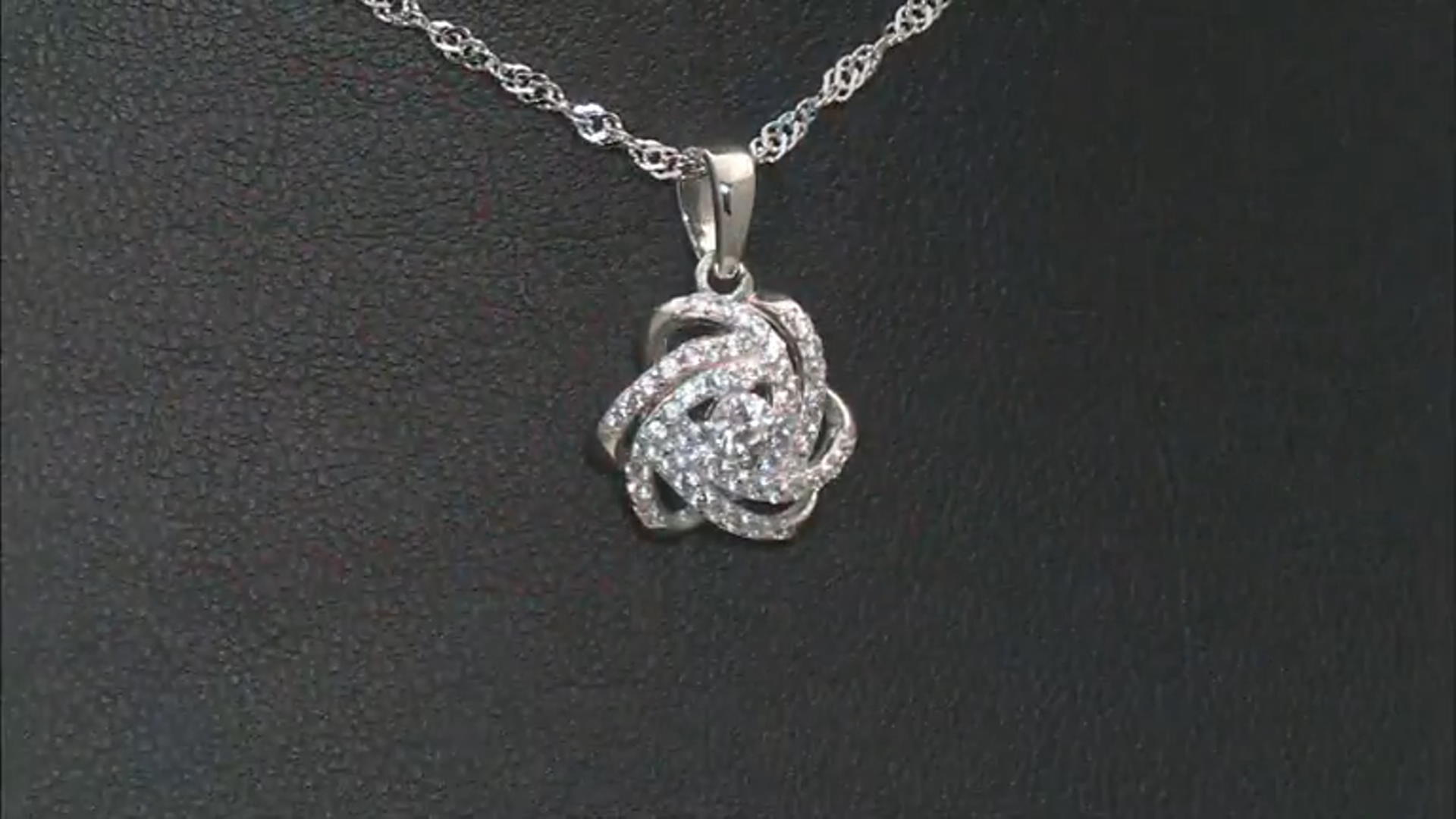 White Zircon Rhodium Over Sterling Silver Pendant with Chain 0.60ctw Video Thumbnail