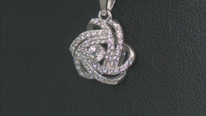 White Zircon Rhodium Over Sterling Silver Pendant with Chain 0.60ctw Video Thumbnail