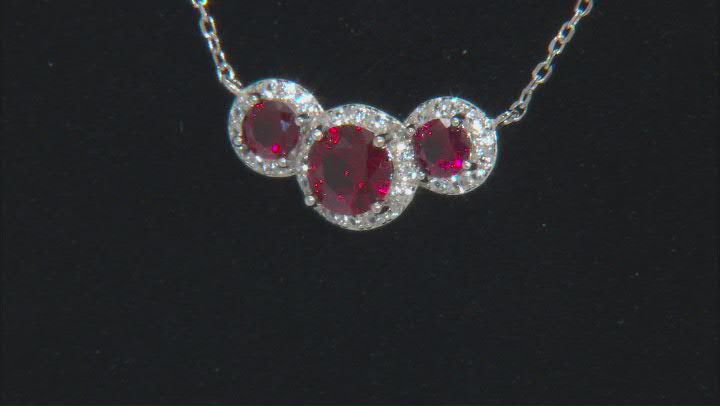Red Lab Created Ruby Rhodium Over Sterling Silver Necklace 1.92ctw Video Thumbnail
