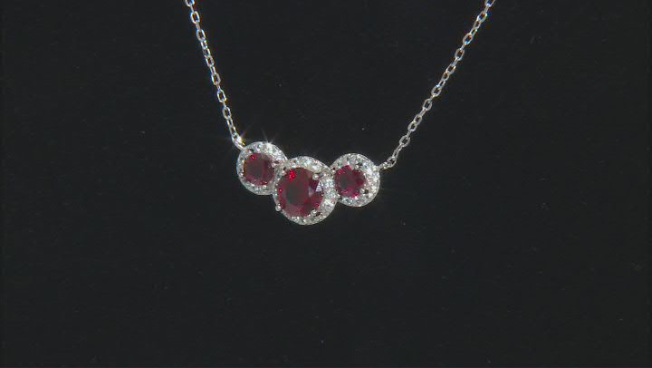Red Lab Created Ruby Rhodium Over Sterling Silver Necklace 1.92ctw Video Thumbnail