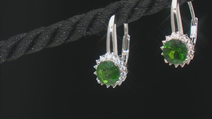 Green Chrome Diopside Rhodium Over Sterling Silver Earrings 1.82ctw Video Thumbnail