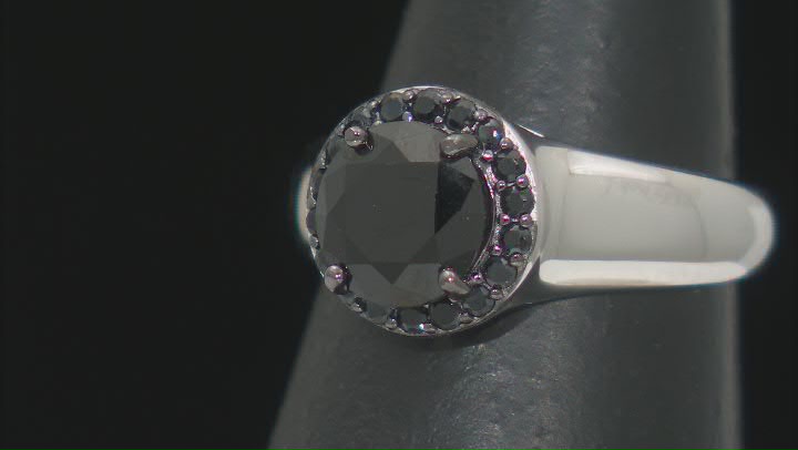 Black Spinel Rhodium Over Sterling Silver Ring 2.50ctw Video Thumbnail