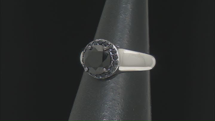 Black Spinel Rhodium Over Sterling Silver Ring 2.50ctw Video Thumbnail
