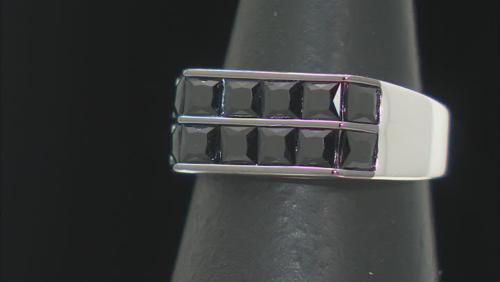 Black Spinel Rhodium Over Sterling Silver Band Ring 1.40ctw Video Thumbnail
