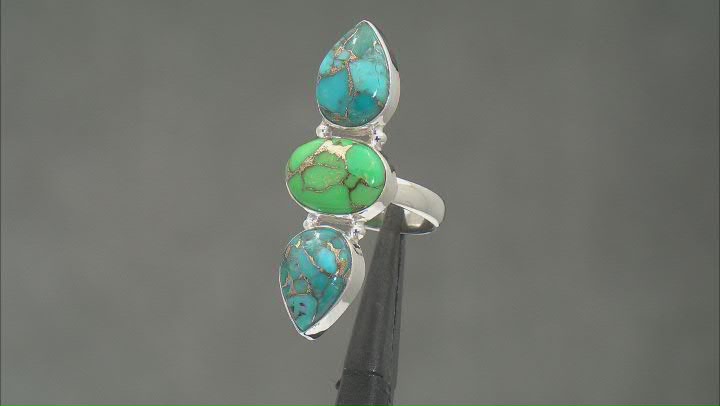 Multi-Color Composite Turquoise Sterling Silver Ring Video Thumbnail