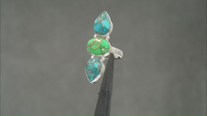 Multi-Color Composite Turquoise Sterling Silver Ring Video Thumbnail