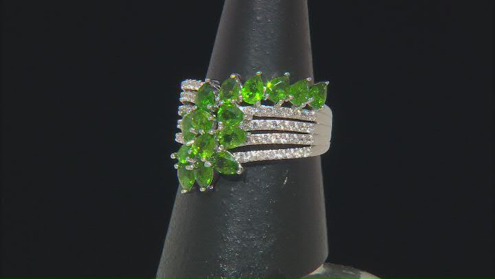 Green Chrome Diopside Rhodium Over Sterling Silver Ring 3.15ctw Video Thumbnail
