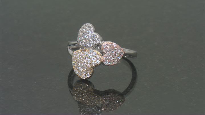 White Zircon Rhodium Over Sterling Silver Heart Ring 0.90ctw Video Thumbnail