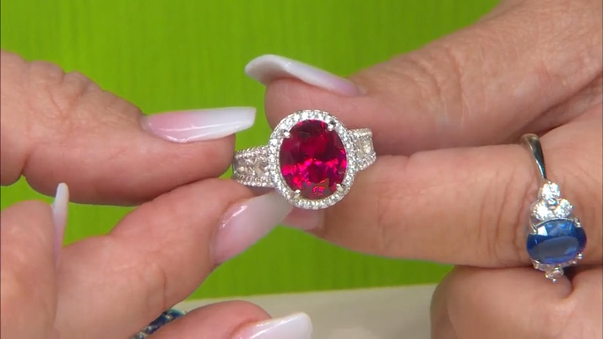 Red Lab Created Ruby Rhodium Over Sterling Silver Ring 7.454ctw Video Thumbnail