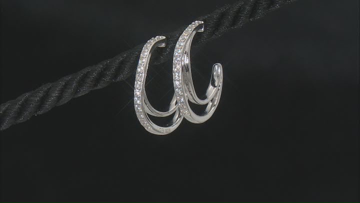 White Zircon Platinum Over Sterling Silver Hoop Earrings 0.67ctw Video Thumbnail