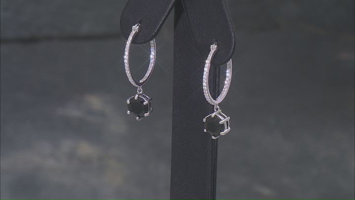 Black Spinel Platinum Over Sterling Silver Earrings 4.08ctw Video Thumbnail