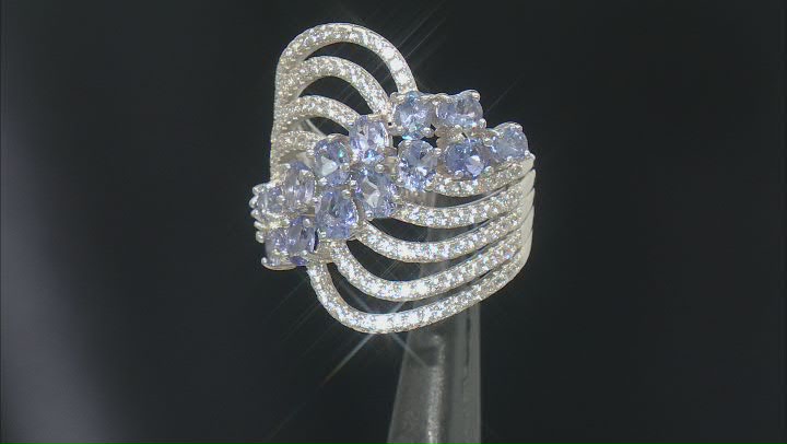 Blue Tanzanite Rhodium Over Sterling Silver Ring 2.53ctw Video Thumbnail