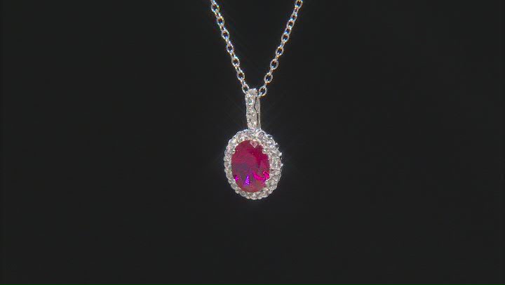 Lab Created Ruby Rhodium Over Sterling Silver Ring, Earrings, and Pendant with Chain Box Set 5.37ctw Video Thumbnail