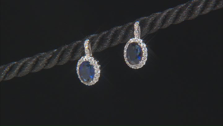Blue Lab Created Sapphire Rhodium Over Sterling Silver Ring, Earrings & Pendant w/ Chain Box Set Video Thumbnail