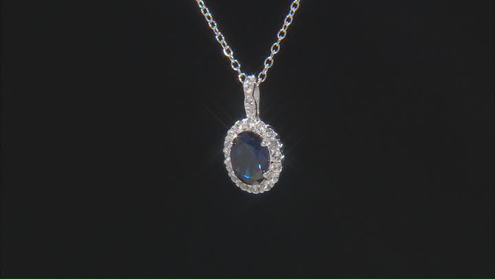 Blue Lab Created Sapphire Rhodium Over Sterling Silver Ring, Earrings & Pendant w/ Chain Box Set Video Thumbnail