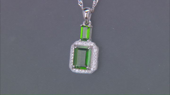 Green Chrome Diopside Rhodium Over Sterling Silver Pendant with Chain 1.72ctw Video Thumbnail