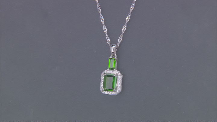 Green Chrome Diopside Rhodium Over Sterling Silver Pendant with Chain 1.72ctw Video Thumbnail