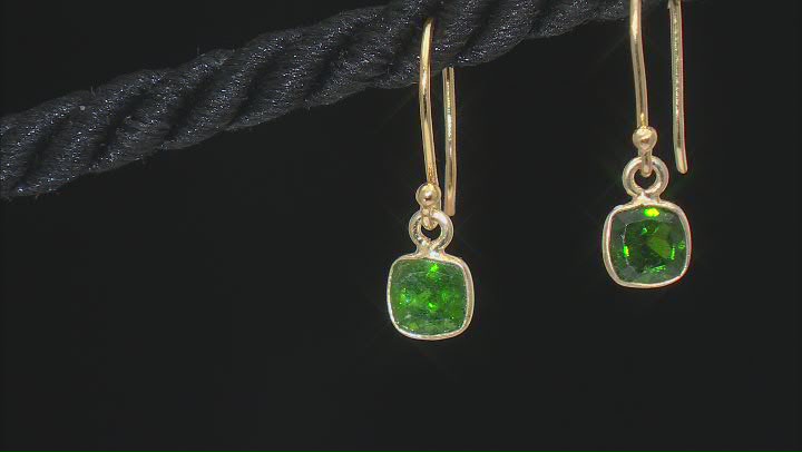 Green Chrome Diopside 18k Yellow Gold Over Sterling Silver Earrings 1.25ctw Video Thumbnail