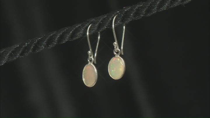 White Ethiopian Opal Rhodium Over Sterling Silver Earrings Video Thumbnail