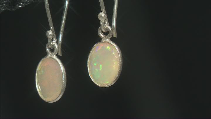 White Ethiopian Opal Rhodium Over Sterling Silver Earrings Video Thumbnail