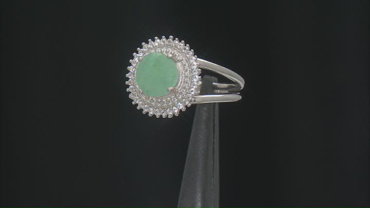Green Emerald with White Topaz Rhodium Over Sterling Silver Ring 1.75ctw Video Thumbnail