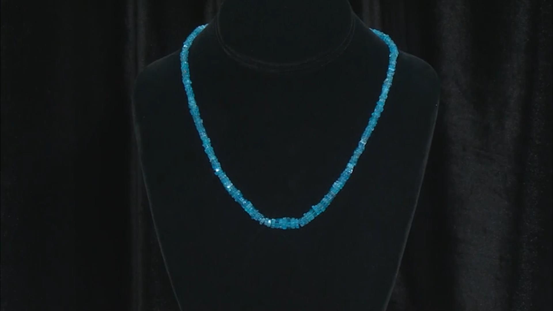 Blue Neon Apatite Rhodium Over Sterling Silver Chip Necklace Video Thumbnail