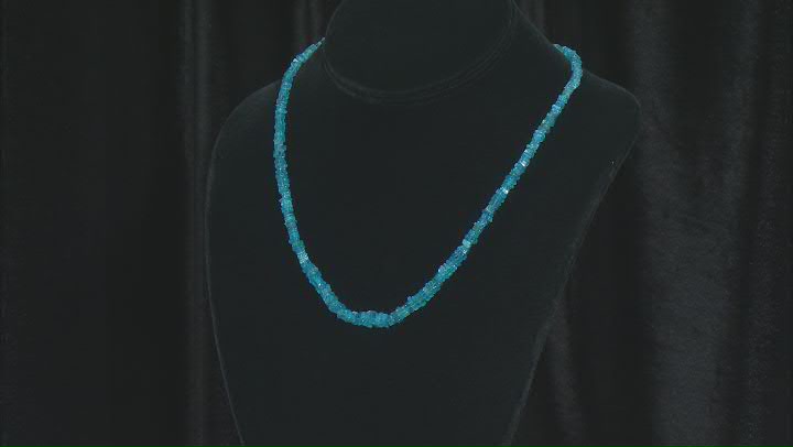 Blue Neon Apatite Rhodium Over Sterling Silver Chip Necklace Video Thumbnail