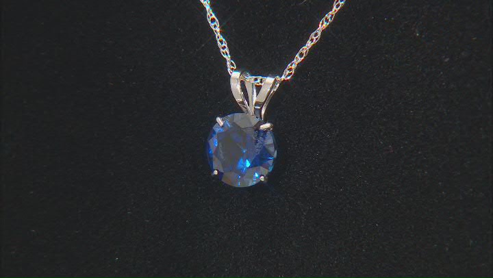 Blue Lab Created Sapphire Rhodium Over 10k White Gold Earrings and Pendant with Chain Set 2.70ctw Video Thumbnail