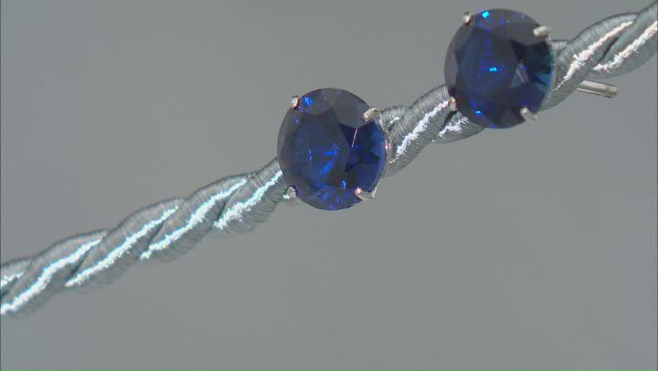 Blue Lab Created Sapphire Rhodium Over 10k White Gold Earrings 1.80ctw Video Thumbnail