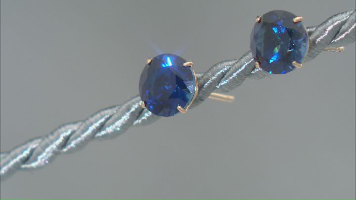 Blue Lab Created Sapphire 10k Yellow Gold Earrings 1.80ctw Video Thumbnail