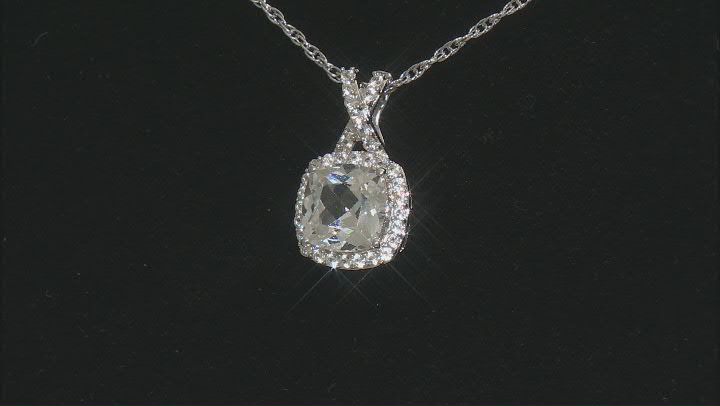 White Lab Created Sapphire Rhodium Over Sterling Silver Pendant with Chain and Earrings Set 3.75ctw Video Thumbnail