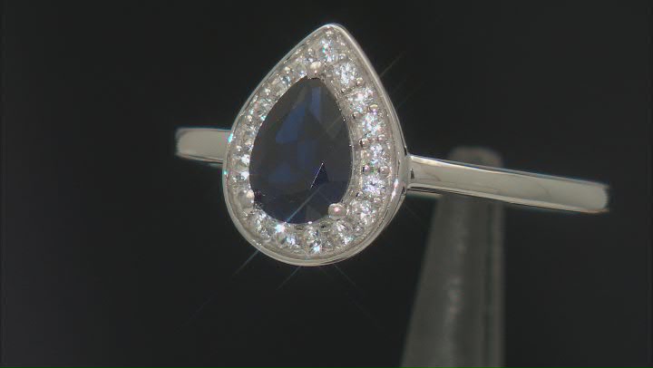 Blue Lab Created Sapphire Rhodium Over Sterling Silver Ring 0.84ctw Video Thumbnail